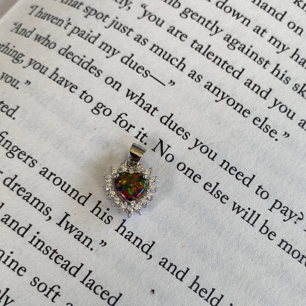 Sterling Silver Fire Opal Heart Pendant